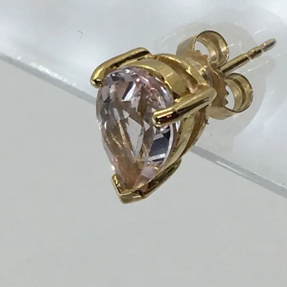 14K Yellow Gold Pink Pear Morganite Earrings